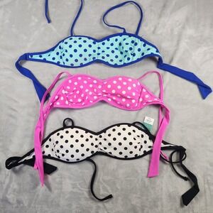 Collections By Catalina Reversible Polka Dot Bikini Tops Size Medium Set Of 3